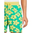 thumbnail image 4 of No Boundaries Men's Drawstring Lounge Shorts, Groovy Blooms Graphic Print Casual Bottoms, Sizes S-XL, 4 of 5
