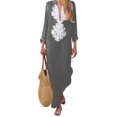 thumbnail image 4 of SMihono Été Boho Maxi Robe pour les Femmes Plus Size Mode Femmes Automne V-Cou Impression Décontractée Confortable à Manches Longues Robe Plage Swing Sundress, 4 of 8