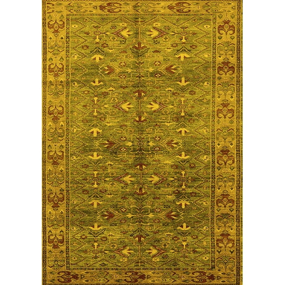 Ahgly Company Indoor Rectangle Oriental Yellow Industrial Area Rugs, 2' x 3'