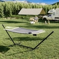 thumbnail image 4 of Hamac pour 2 Personnes avec Support, Cadre en Acier Robuste Supporte 450 Lb, Conception en Polyester Matelassé et Filet Respirant, Comprend un Sac de Rangement pour Cour Arrière, Patio, Camping, 4 of 6