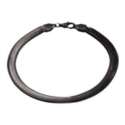 Arista Men's Flat Snake Link Chain Bracelet in Black Plated Solid Stainless Steel, 8.5"