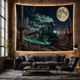 thumbnail image 6 of Steam Locomotive on Desert Tracks Beneath Full Moon, Mystical Fantasy for Railway Fans, Western Night Art, Housewarming Gift, Tapestry Wall Hanging for Living Room and Den, 6 of 7