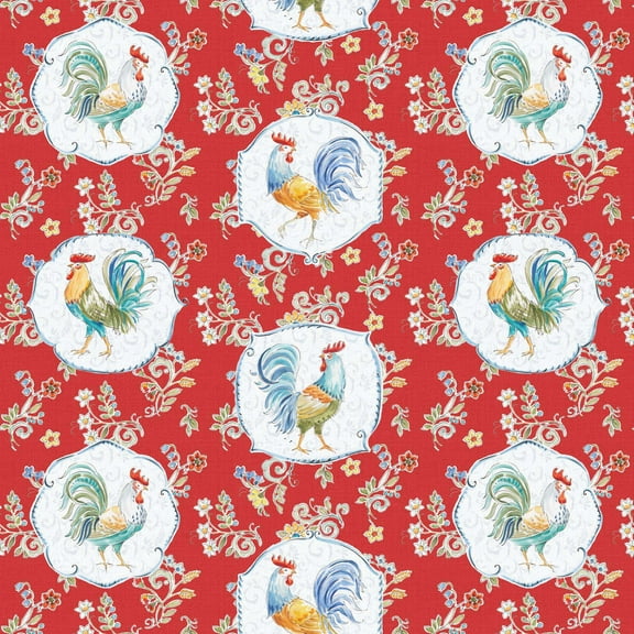 David Textiles Morning Bloom Rooster Cotton 1 Yard Fabric Cut