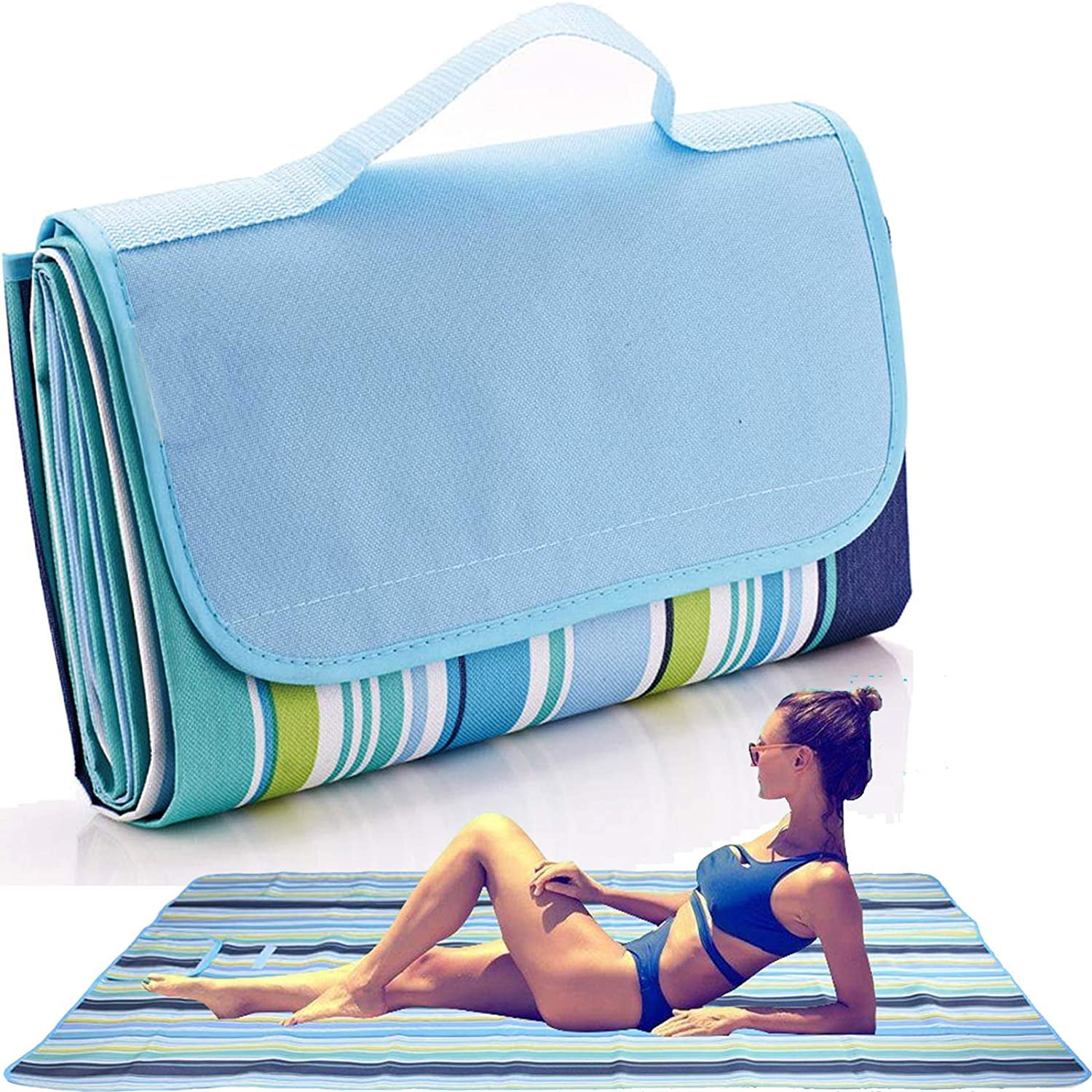 Yundap Picnic Blanket Waterproof Sandproof Folding Extra Large Picnic Mat For Outdoor Travel Beach Lawn Park Portable With Tote Bag Other