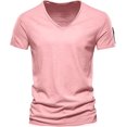 thumbnail image 4 of Men's V Neck Muscle Workout Athletic T-Shirt Bodybuilding Fashion Short Sleeve Slim Fit Zipper Tee Top, 4 of 5