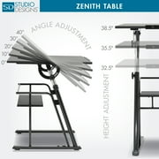 Studio Designs Zenith Height Adjustable, Adjustable Top Drafting Table in Black