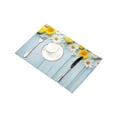 thumbnail image 3 of MKHERT Elegant Spring Daisy Flowers Over Blue Wood Placemats Table Mats for Dining Room Kitchen Table Decoration 12x18 inch,Set of 4, 3 of 4