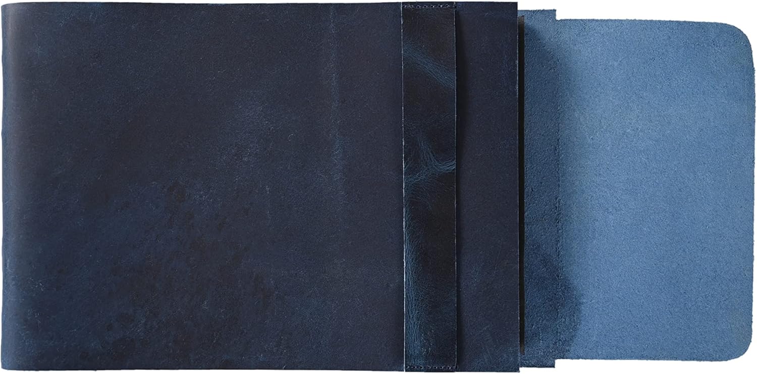 RusticVintage Leather Drawing Journal Daily Travel Diary, Antique Handmade Vintage Bound Rustic Writing Notebook, Genuine Leather- Quality Unlined/Blank Cream Paper, Art Sketchbook, 7x10 Inches-Blue