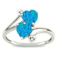 thumbnail image 2 of Star K � 6mm Blue Created Opal Two Double Hearts Bypass Promise Ring, 2 of 9