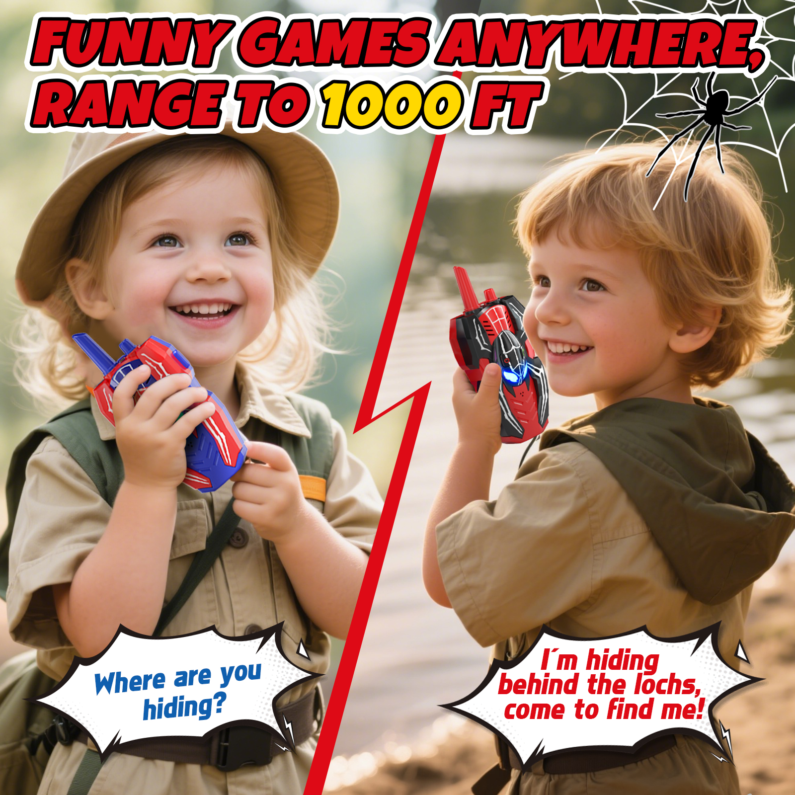 KWANITHINK Spider Kids Walkie Talkies 2-Pack photo 2