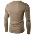 thumbnail image 3 of JTieacloth Men's Knit Pullover Sweater Male Solid Color V Neck Cardigan Sweater Male Casual Slim Fit Long Sleeved Knitted Sweater(Brown), 3 of 5
