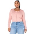 thumbnail image 5 of Celebrity Pink Women’s Cropped Cardigan with Long Sleeves, Sizes XS-4XL, 5 of 5