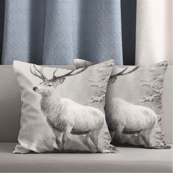 Vintage Deer Plush Pillow, Festive Holiday Decorative Cushion, Ideal Gift For Home Decor, Soft Pillow, 2pcs Set