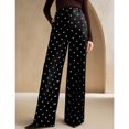 thumbnail image 4 of JUUNthy Womens Polka Dot Dress Pants, High Rise Flat Front Wide Leg Formal Office Daily Palazzo Trousers with Pockets Beige L, 4 of 13