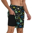 thumbnail image 2 of Naloa Dinosaur Print Men Swim Trunks with Compression Liner ,Board Shorts,Men's Swim Shorts with Drawstring and Elastic Waistband-Large, 2 of 6
