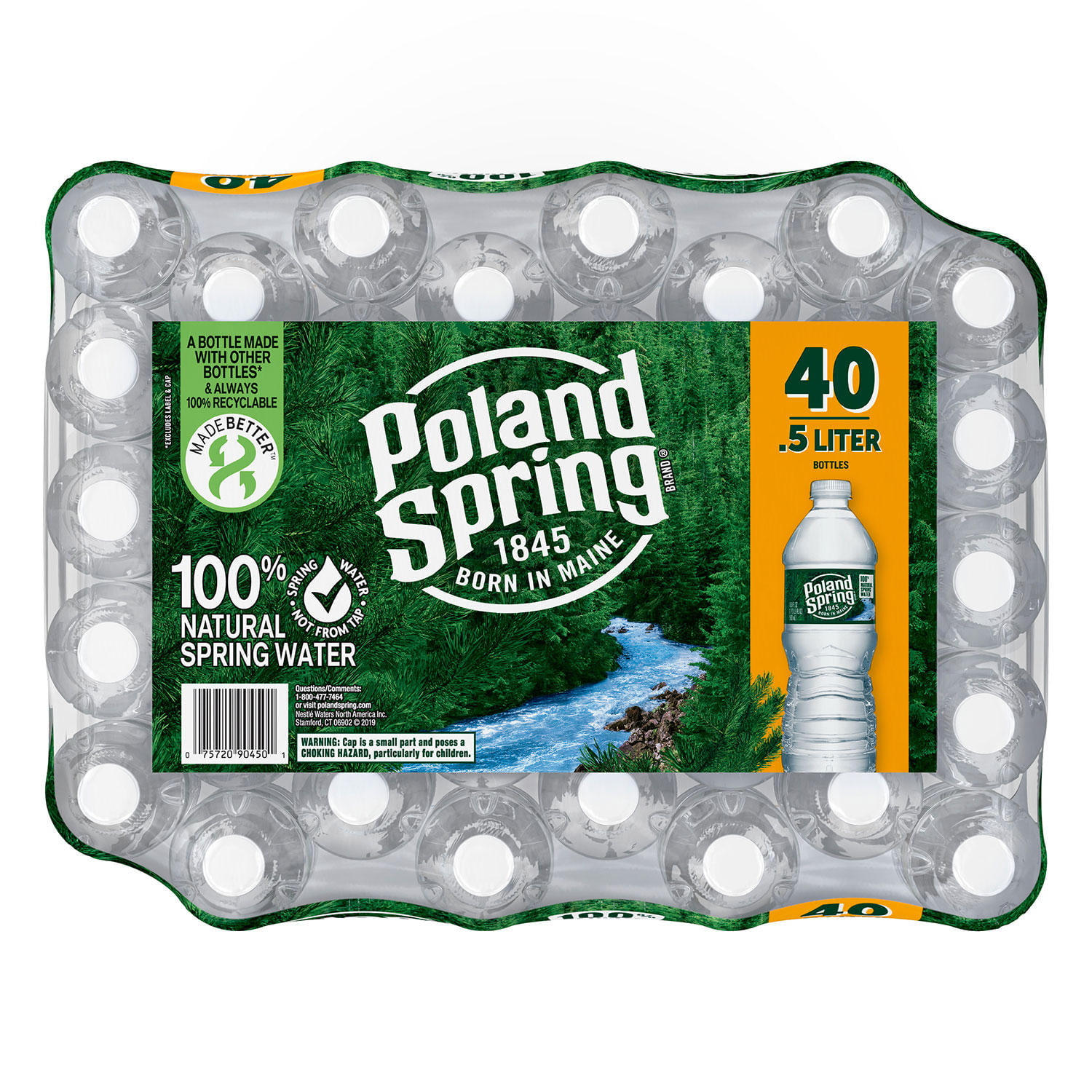 Poland Spring 100% Natural Spring Water, 16.9 Fl Oz, 40 Count Bottles