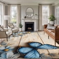 thumbnail image 2 of Spring Idyllic Wood Grain Area Rugs 5x7 ft Daisy Blue Butterfly Washable Rug Non Slip Indoor Carpet Absorbent Floor Mat for Living Room Bedroom Dining Room, 2 of 9