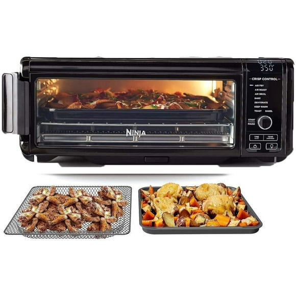 Ninja SP101 Foodi 8-in-1 Air Fry Large Toaster Oven Flip-Away for Storage Dehydrate Keep Warm 1800w XL Capacity Piano shiny BLACK (Renewed)