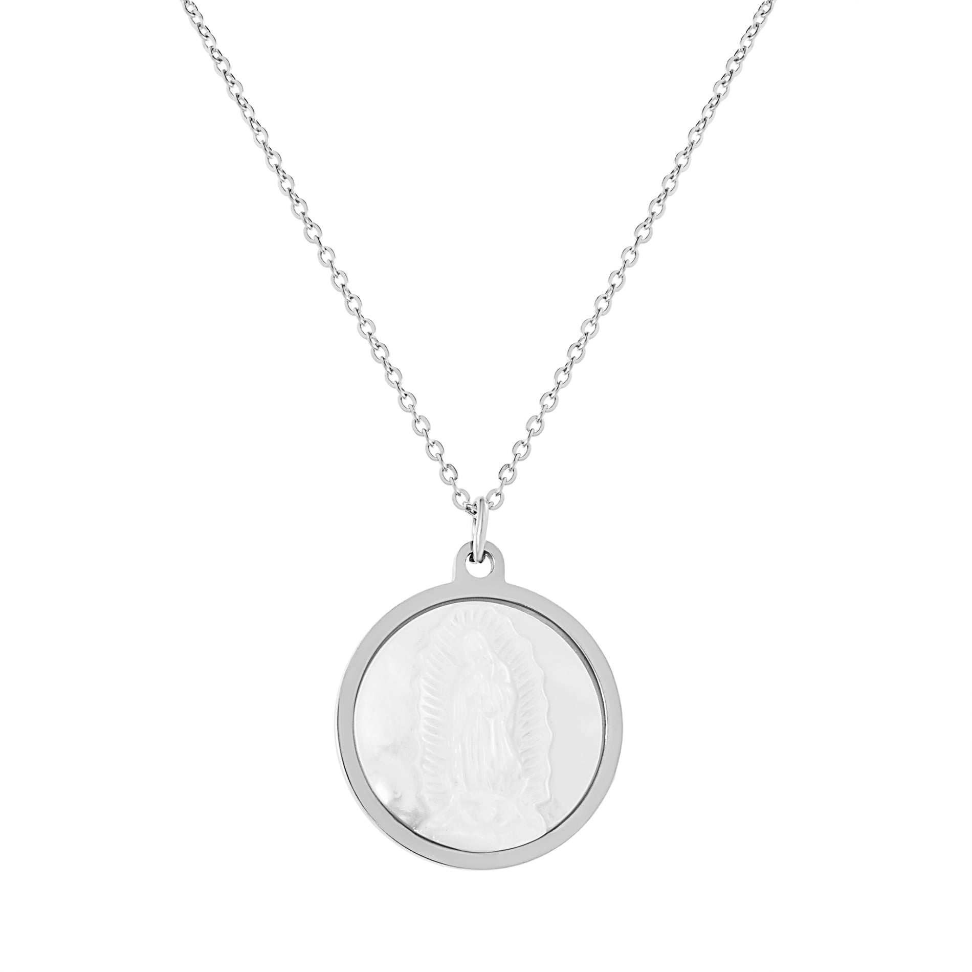 mother of pearl virgin mary necklace