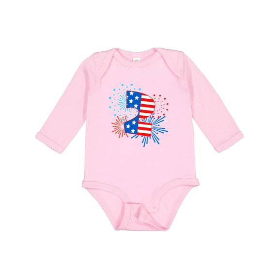 Inktastic Second Birthday- Fourth of July fireworks Boys or Girls Long Sleeve Baby Bodysuit