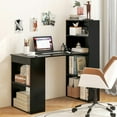 thumbnail image 3 of Demi Bonn Computer Desk Writing Workstation Office with 6-Tier Storage Shelves, Small Home Office Desk Study Writing Table, Black, 3 of 10