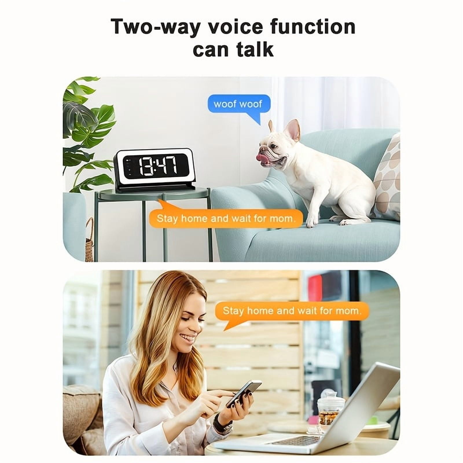 2K WiFi Clock Camera for Home, 5G&2.4Ghz Wireless Indoor Security Nanny Cam for Baby Monitor, Dog Camera with Motion Detection, Full Color Night Vision, Two-Way Talk