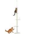 thumbnail image 1 of PawHut 88.5"-100.5" Floor to Ceiling Cat Tree with Scratching Posts, Cream, 1 of 10