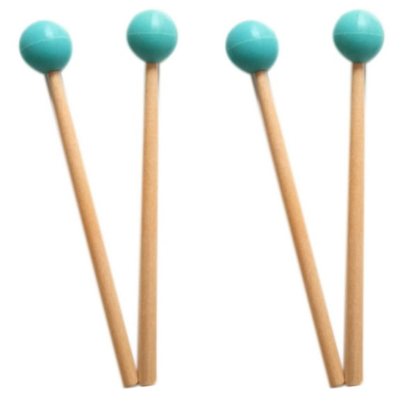 4Pcs Soft Rubber Head Sticks Wood Handle Bell Mallets for Glockenspiel Xylophone Music Instruments Parts Green