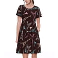 thumbnail image 1 of Disketp Eiffel Tower para Vestido de Manga Corta para Mujeres, Vestidos de Verano para Mujeres, Casual y Holgado para la Playa, 1 of 6