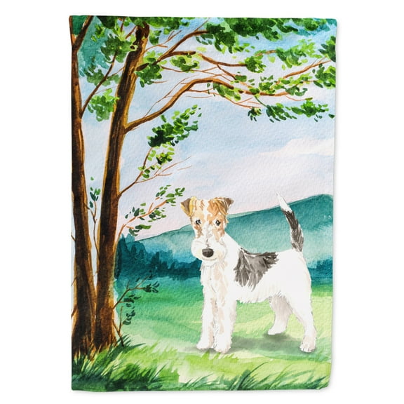 Carolines Treasures CK2550GF Under the Tree Fox Terrier Flag Garden Size  Small multicolor
