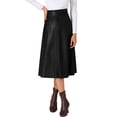 thumbnail image 1 of Falda Casual Vintage de Cintura Alta A Línea de Cuero PU Falso para Mujeres INSPIRE CHIC Talla XS Negra, 1 of 6