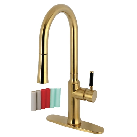 Kingston Brass LS2723DKL Kaiser Single-Handle Pull-Down Kitchen Faucet in Brushed Brass