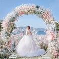 thumbnail image 4 of Backdrop Stand White Metal Circle Balloon Arch Frame for Birthday Wedding Party Anniversary Valentine ,Double Layer: 200 x 240cm/ 6.6 x 7.9 ftWedding Ceremony Decorations Thickened Square Tubes, 4 of 13