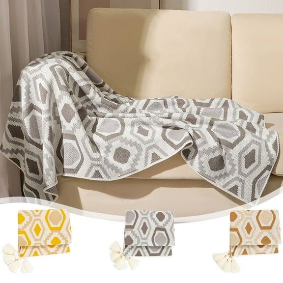 Summer Savings Clearance! Boovnll Throw Blanket, 31x47" Super Soft & Cozy Boho Knitted Blankets - Machine Washable Microfiber for All Season Home, Living Room, Bedroom, Office, Sofa, Couch, Blanket