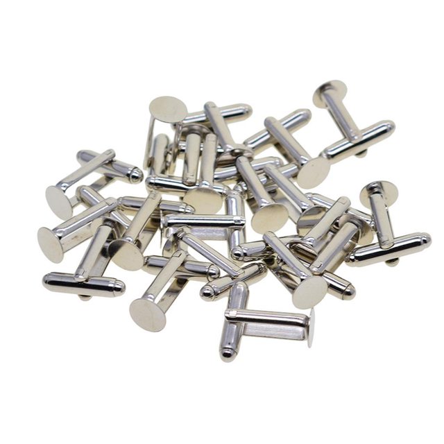 Advancent 20pcs 8mm Blank Round Cabochon Cuff Link Cufflink Formal Bases Settings DIY Type3 NO3