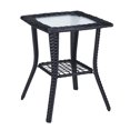 thumbnail image 6 of Tcbosik Hand-Woven All-Weather PE Rattan End Table with Water Ripple Glass Top and Sturdy Steel Frame, Indoor/Outdoor 17.9" Square Accent Table for Home Decor, Garden, Deck (Black), 6 of 10