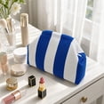 thumbnail image 5 of Large Makeup Organizer with Knitted Fabric and Zipper Closure, Blue and White Striped, for Travel and Daily Storage, Cosmetic Organizer, 5 of 6