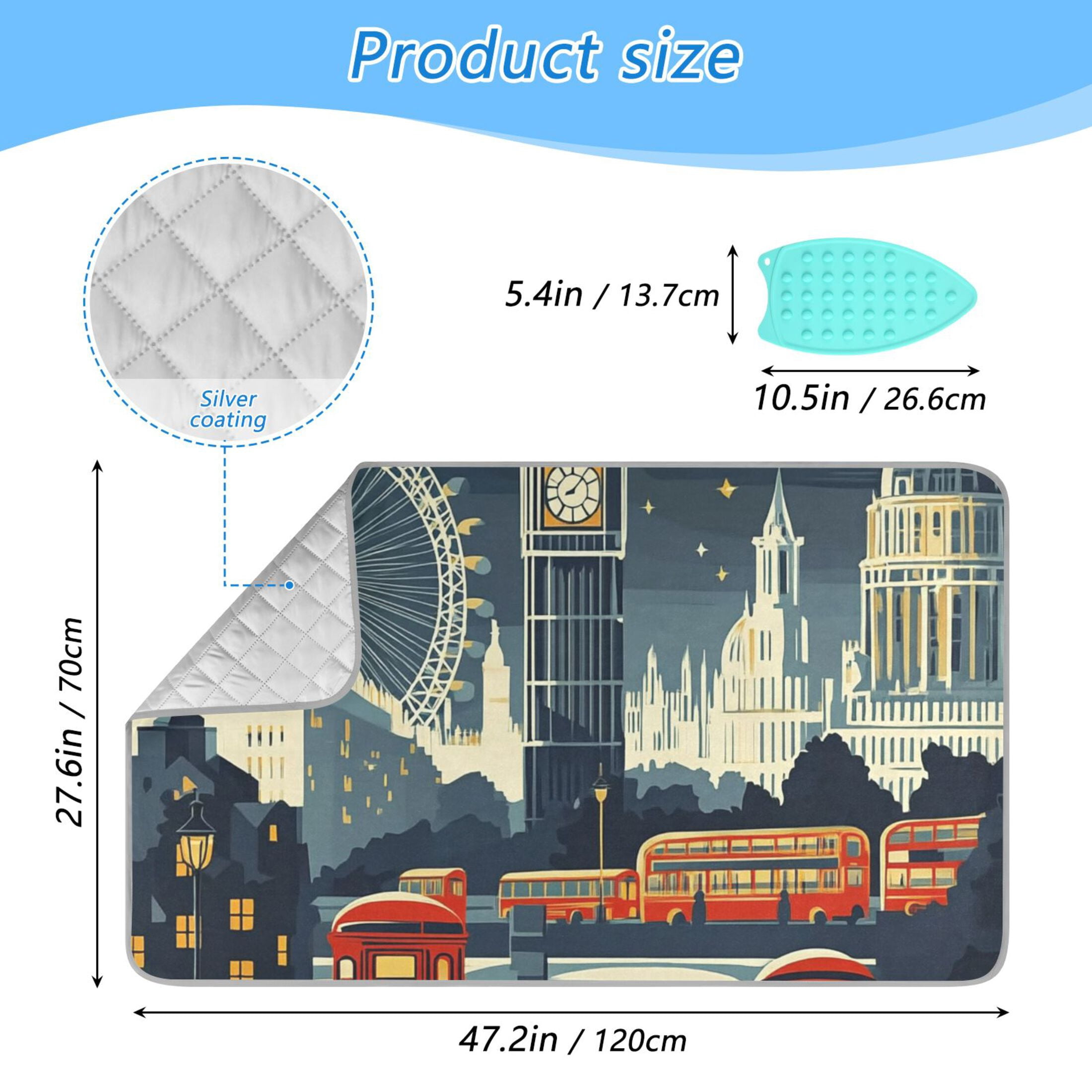 Abstract Style Scenery Ironing Mat Blanket for Table Top Travel Portable Ironing Board Pad 47.2x27.6 Inch