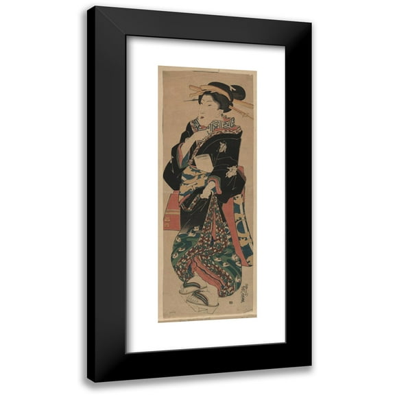 Keisai Eisen 8x14 Black Modern Framed Museum Art Print Titled - Fumi O Motsu Onna (1825)