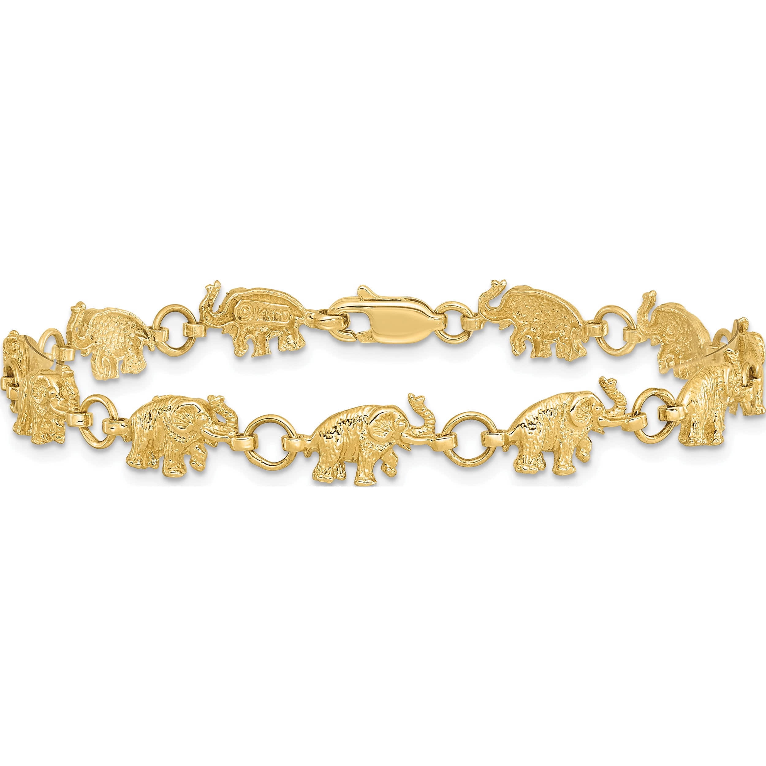 Amazon.com: 14k Yellow Gold Graduated Elephant Chain Charm Bracelet Animal  Fine Jewelry For Women Gifts For Her: Clothing, Shoes & Jewelry