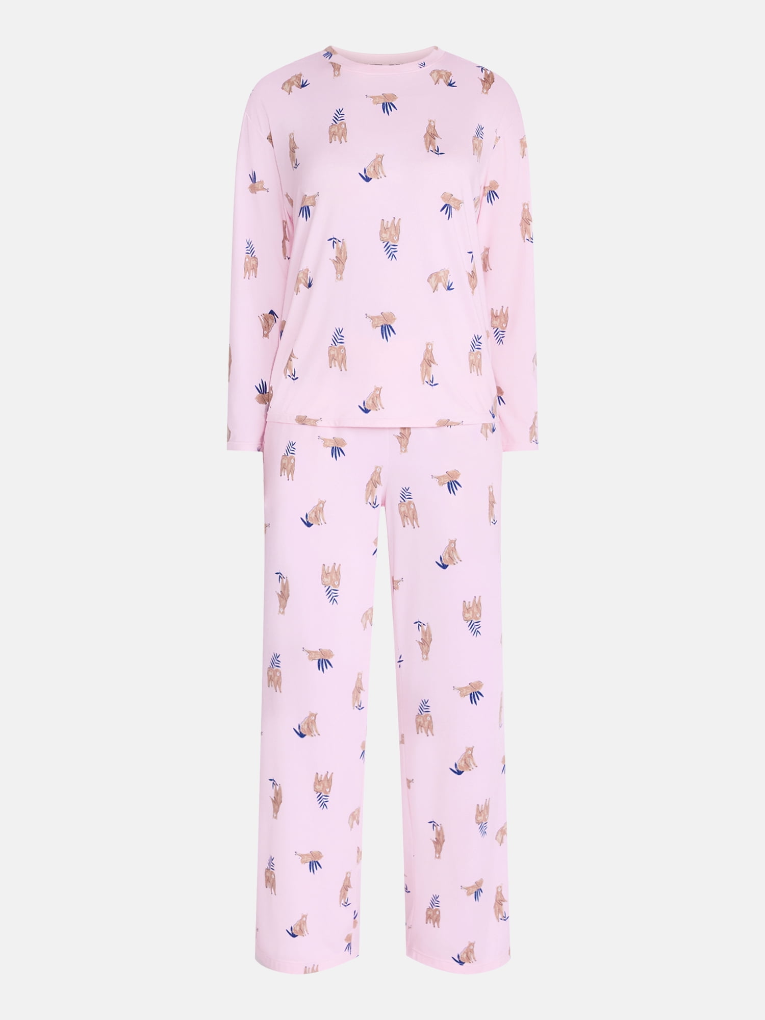 Joyspun Women's Essential Sleep Top and Pants, 2-Piece Pajama Set, Sizes XS-3X