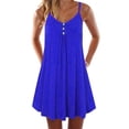 thumbnail image 4 of Vestido de mujer con cuello en V y botones en la parte delantera, sin mangas, tirantes finos, vestido de verano de Color puro para mujer, 4 of 6