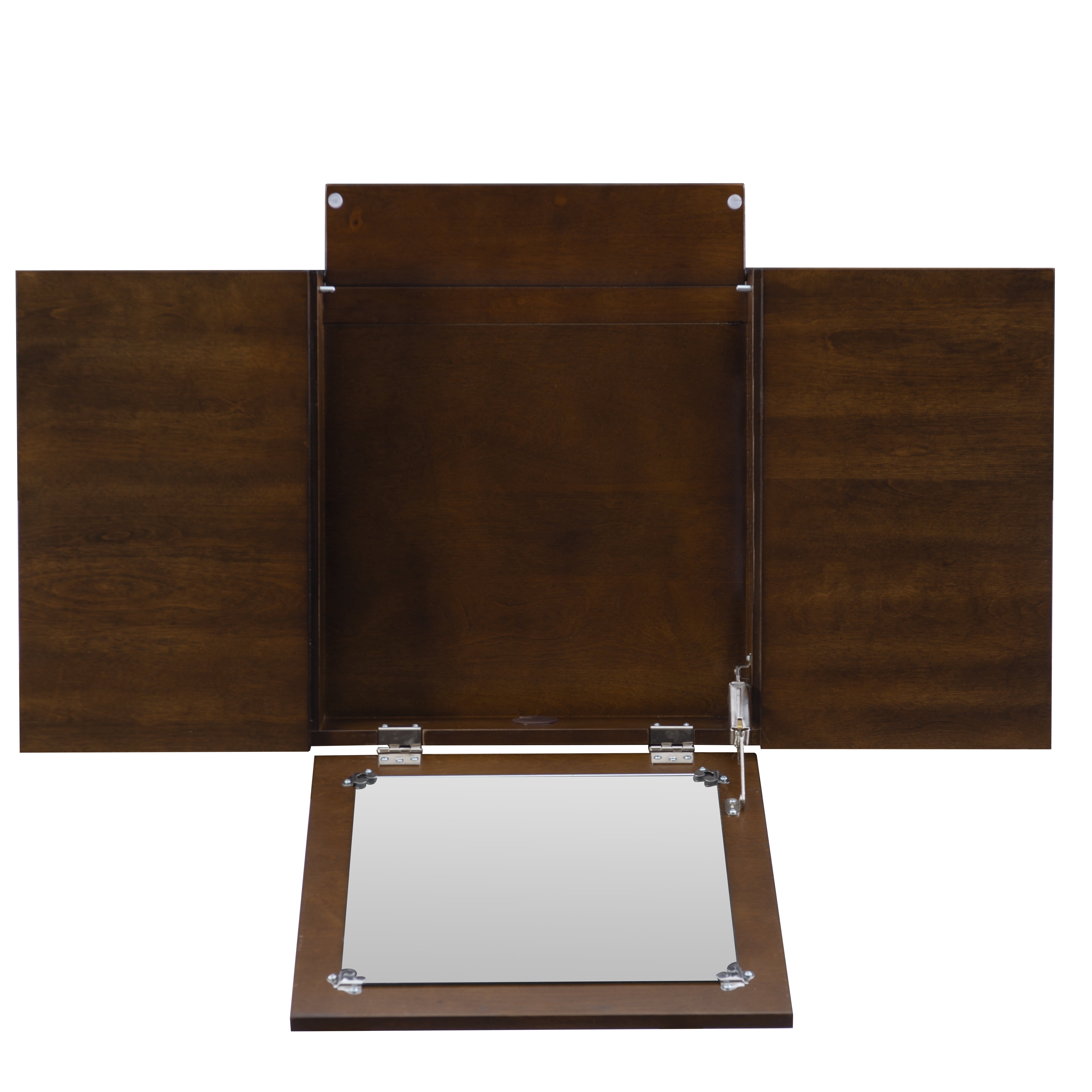 Linon Cassidie 2-Piece Cane Front Vanity Set with Mirror and Stool, Walnut