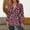 Wine, variant on Women's Blouse Leopard Print Long Sleeve Blouse Loose Casual Top with Button Detail XXL