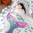 thumbnail image 4 of jejeloiu Cartoon Mermaid Animals 7 Pieces Bedding Comforter Set,Colorful Cute Sealife Full Bedding Set For Girls Teens Reversible, 4 of 8
