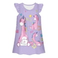thumbnail image 2 of WhouRiu Girls Summer Cartoon Graphic Dresses Sleeveless Flutter Sleeve Crew Neck Dress Kids Comfortable Cute Party Nightgown,7-8 Years, 2 of 3