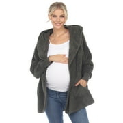 White Mark Women's Maternity Plush Hooded Cardigan with Pockets Size S-4X