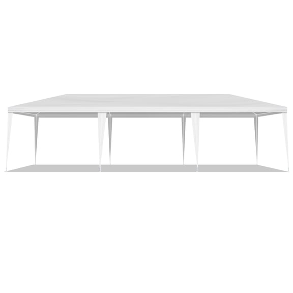 10x30ft White Party Tent with Mesh Sidewalls, Outdoor Wedding Canopy