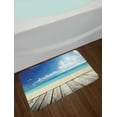thumbnail image 2 of Landscape Bath Mat, Tropical Beach from Wooden Pier with Sky Landscape Summer View Image, Non-Slip Plush Mat Bathroom Kitchen Laundry Room Decor, 29.5 X 17.5 Inches, Cream Turquoise White, Ambesonne, 2 of 2
