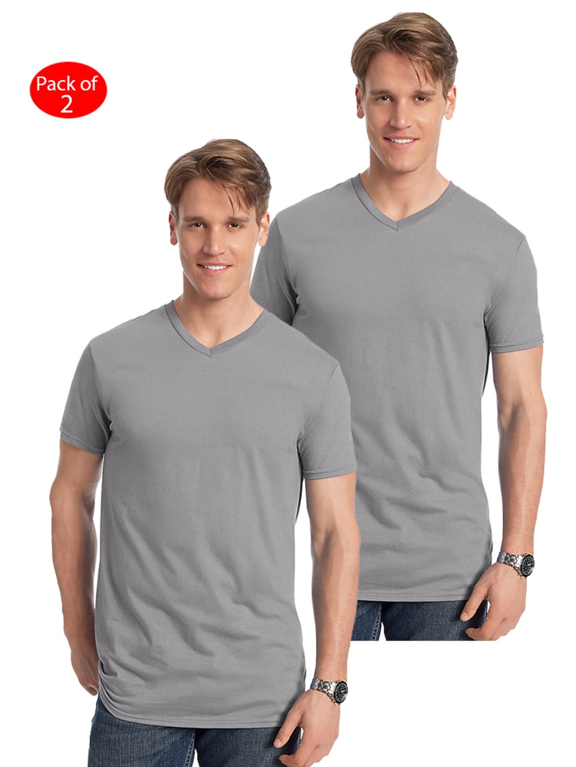 Hanes - Men's Nano-T V-Neck T-Shirt, Color: Vintage Gray, Size: S ...